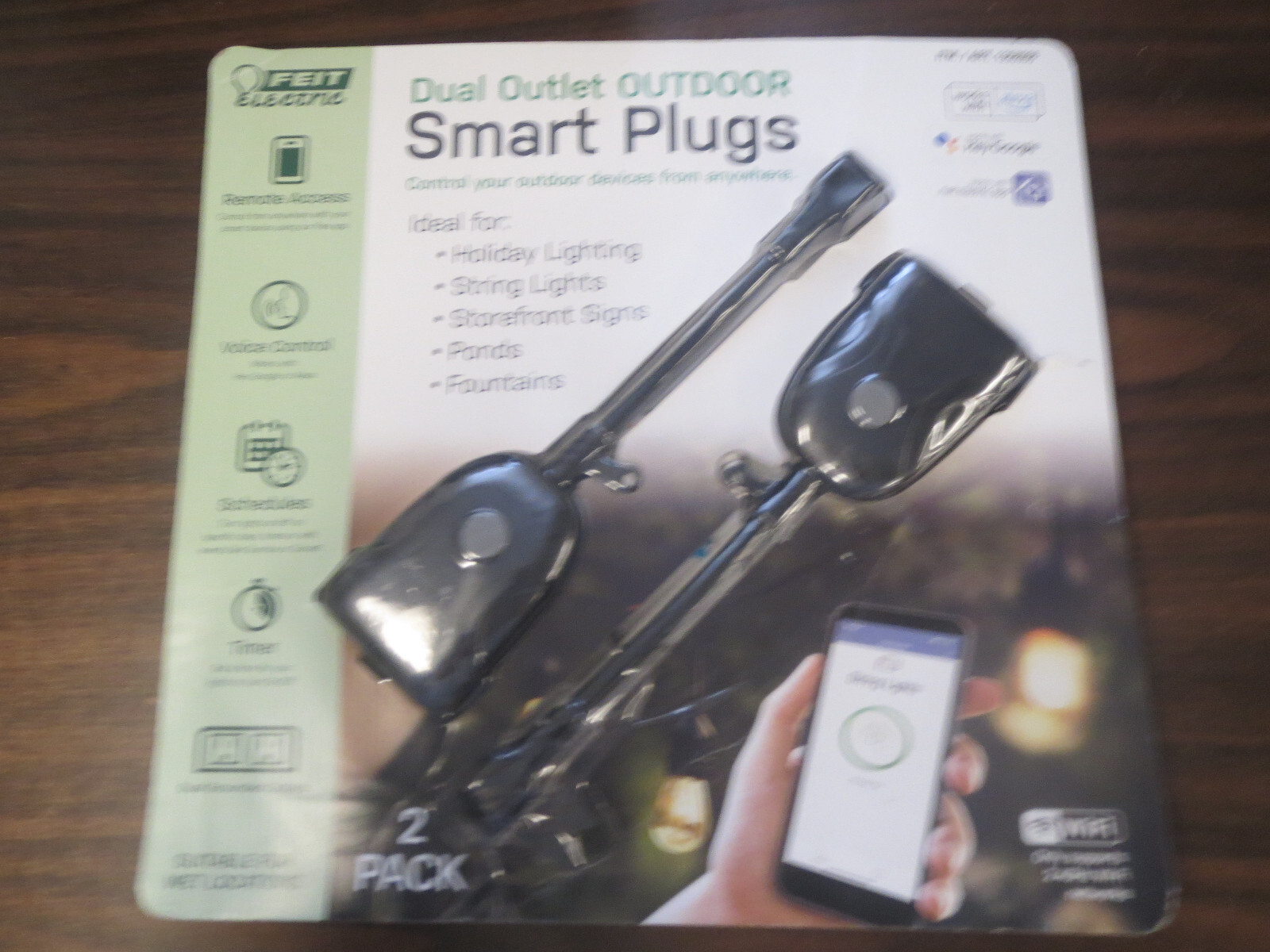 Feit Electric Outdoor Smart Wi-Fi Dual Outlet Wall Plug NOB