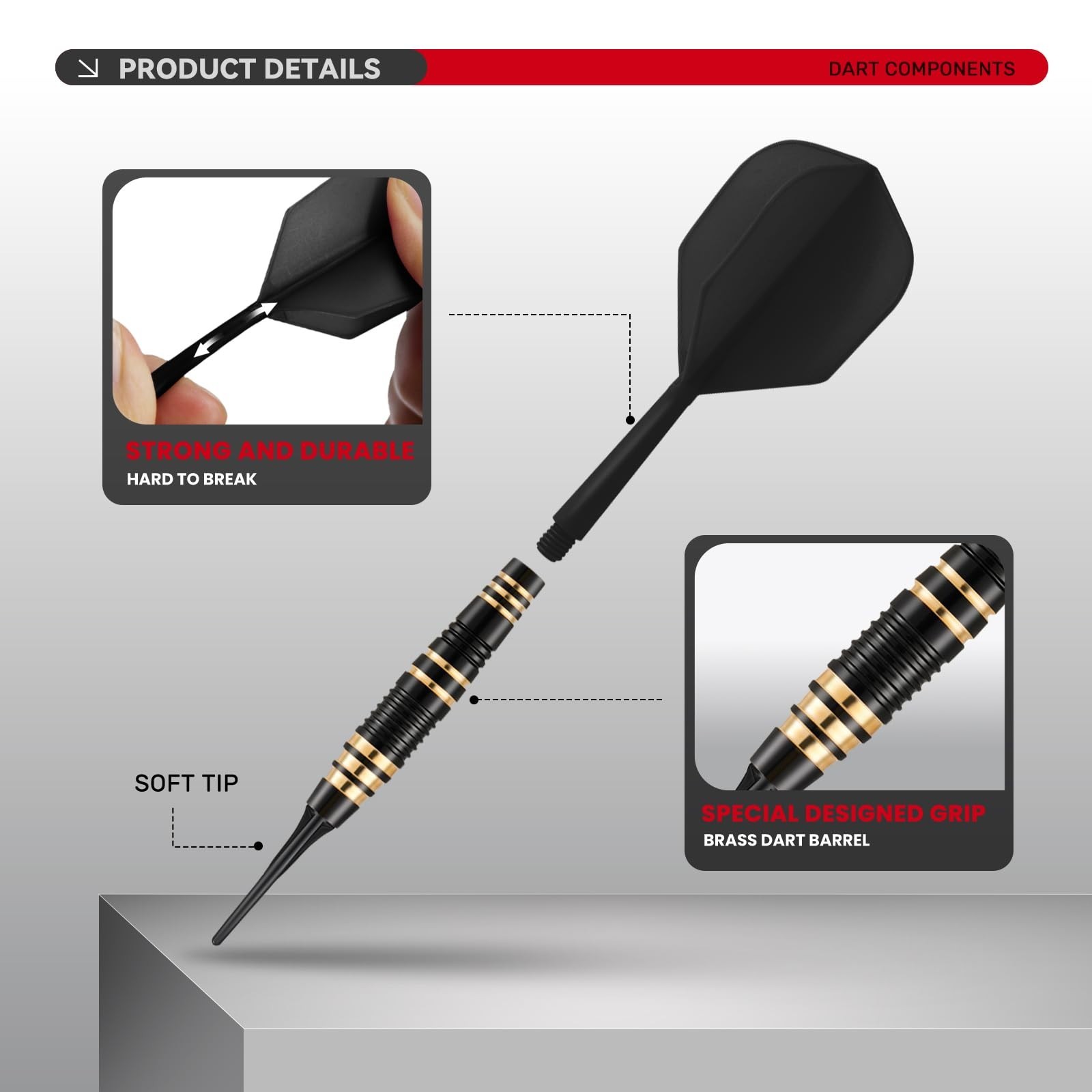 Professional Soft Tip Darts Set - 3 Pack with Extra Tips, Flights & Case for Ele