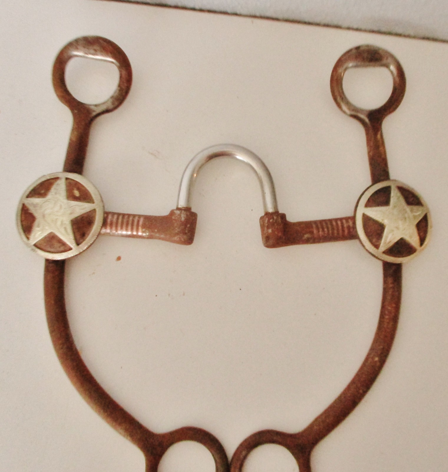 Antique brown sweet iron Correction port-Silver Texas Star Concho Show-Trail Bit