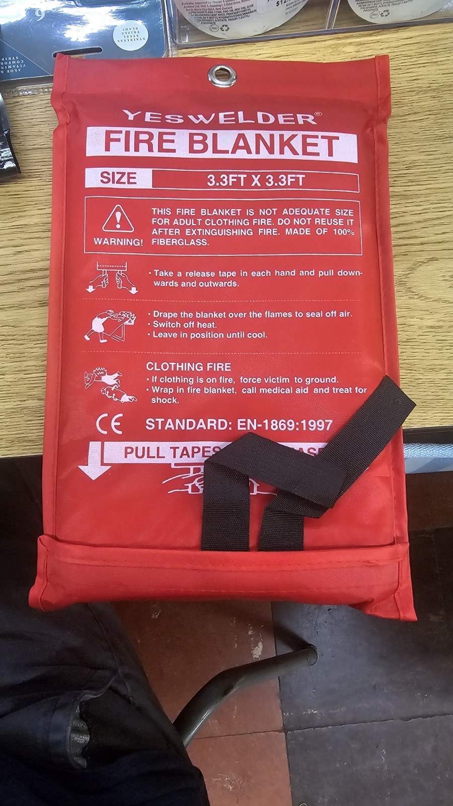 Fire Blanket Prepared Emergency Safety Retardant 3.3 ft x 3.3 ft, 1pc