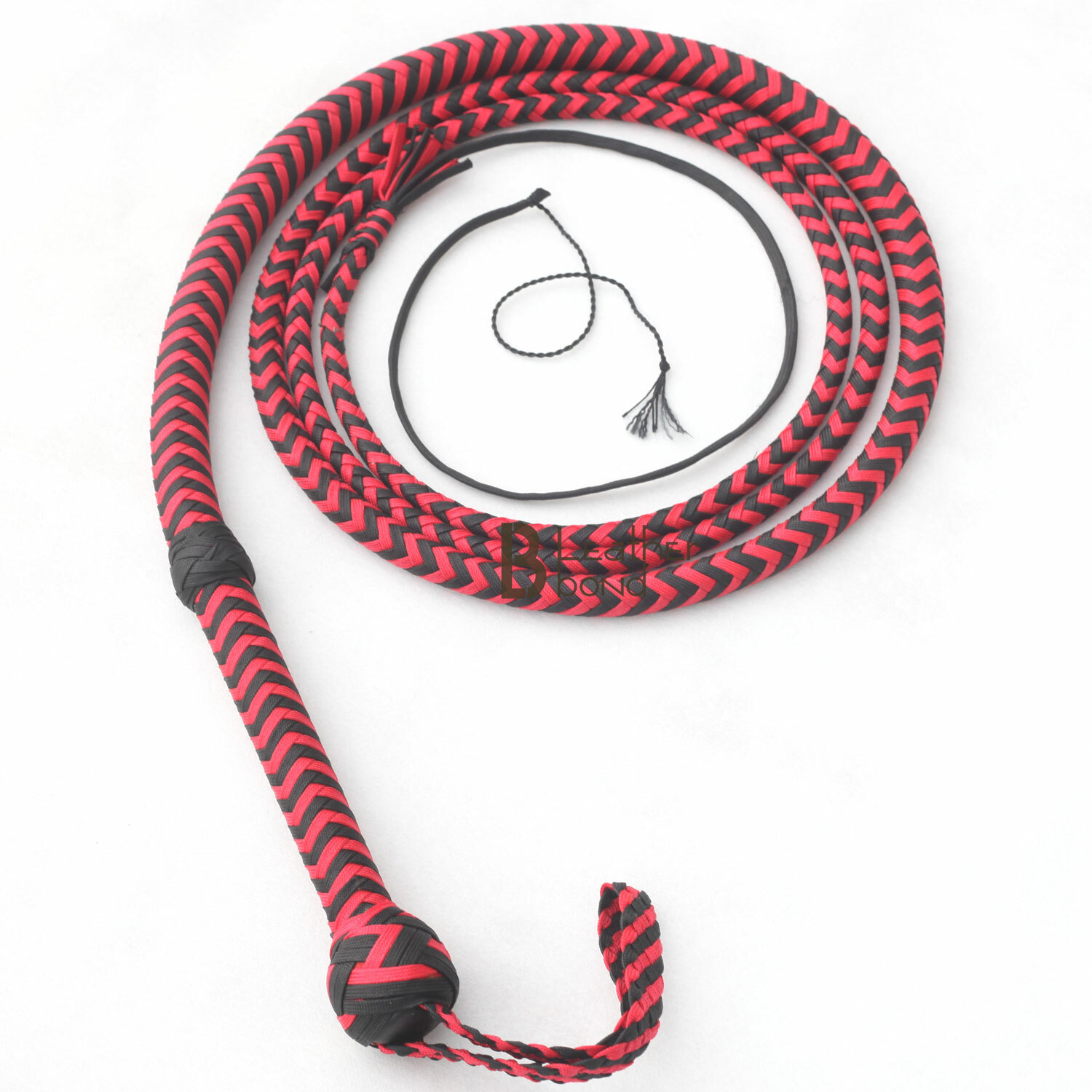 Indiana Jones Bull Whip 08 Foot 12 Plaits Red Black Nylon Para-cord Bullwhip