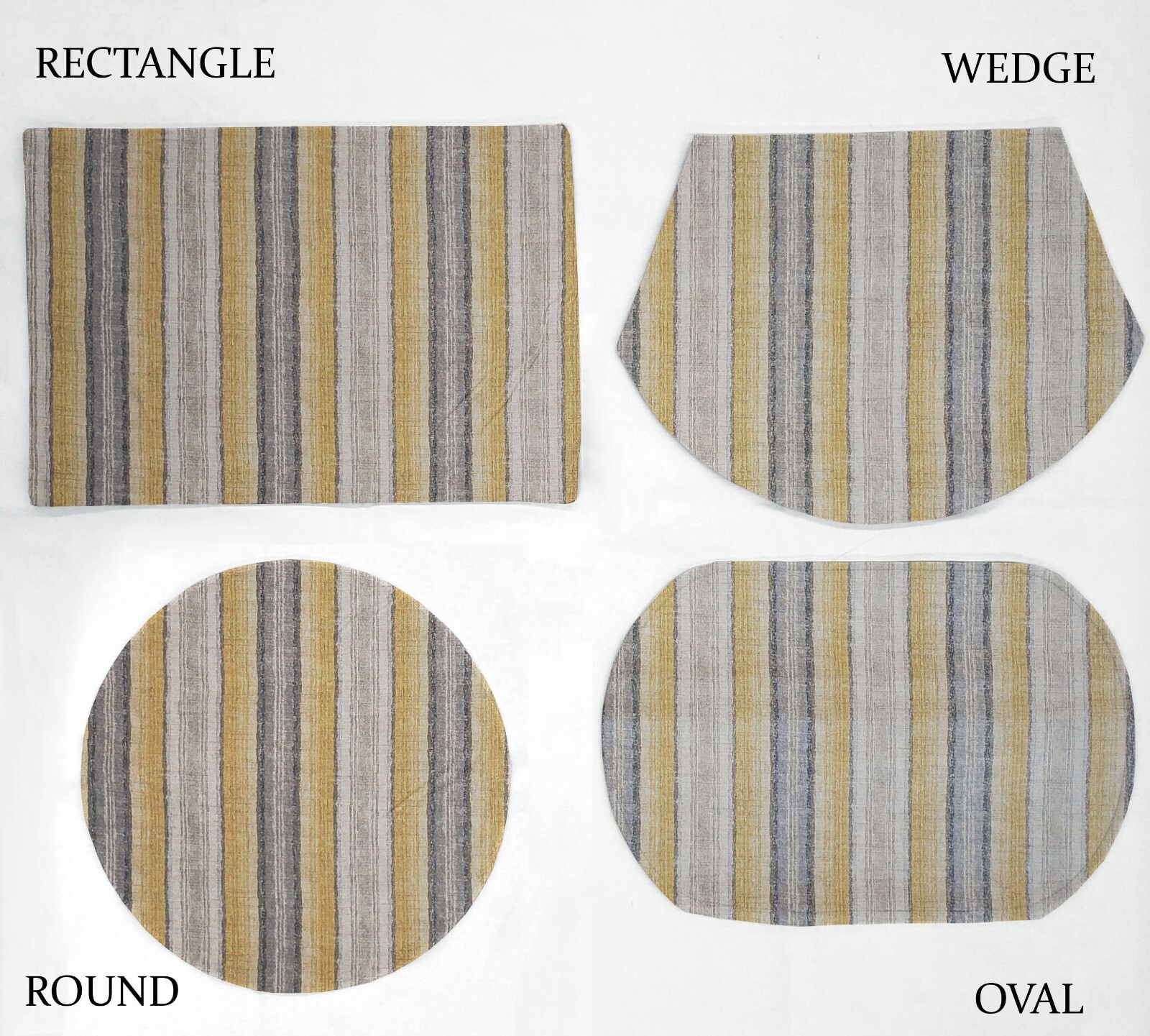 Yellow Gray Beige Stripe Placemats (4 Shapes Available)