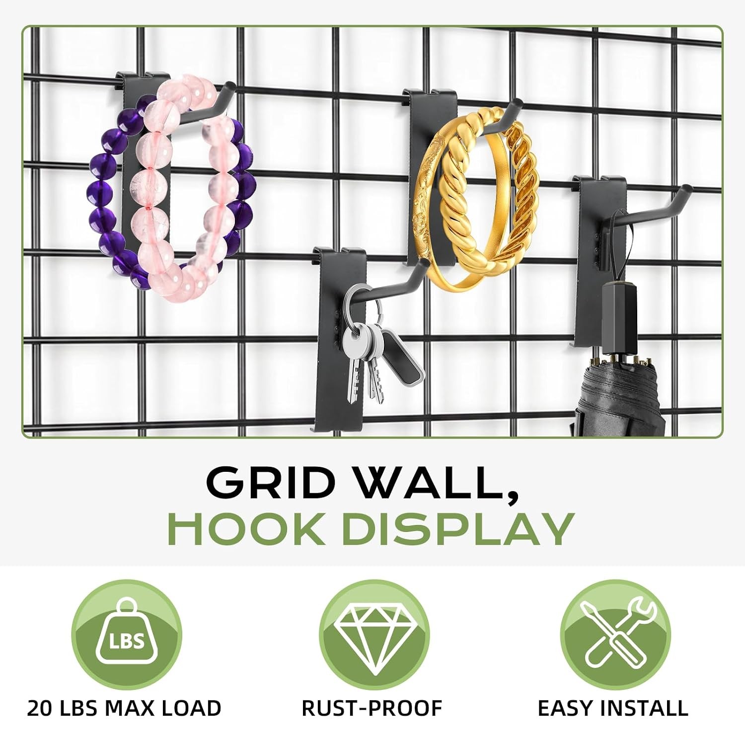40 Pack Gridwall Hooks Black Grid Wall Panels Display Hooks 4 Inch Grid Wall