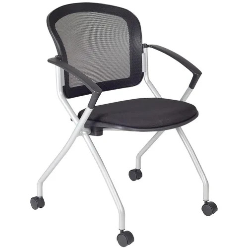 Regency Cadence Nesting Chair Mesh Back Rolling Guest Office Chair Black