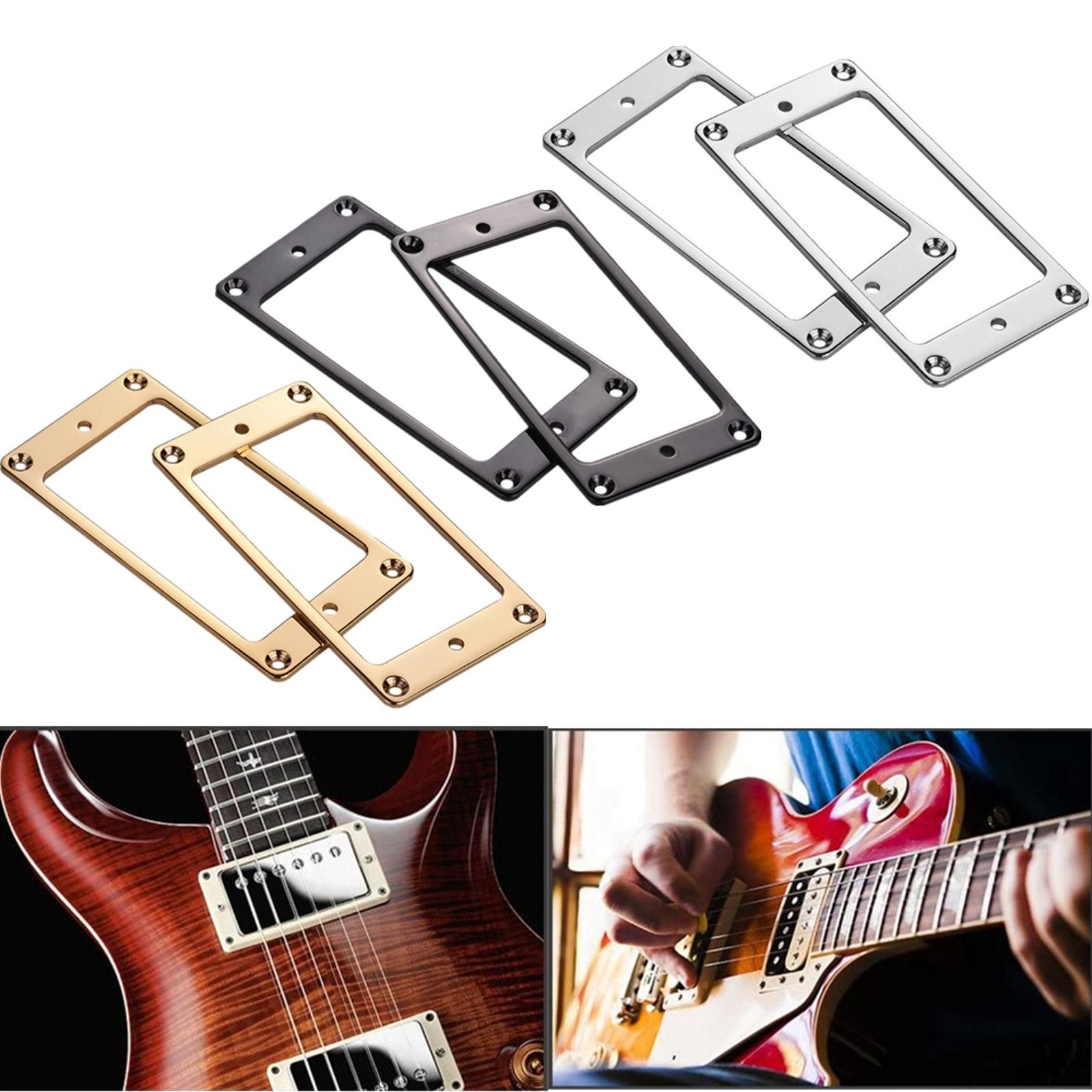 2* Silver Iron Humbucker Pickup Mounting Ring Frame Bridge Neck Flat Parts