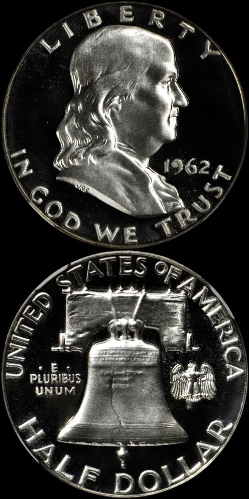 "Uncirculated: Benjamin Franklin 1962 MS 65 Ben Franklin Half Dollar⚡⚡"