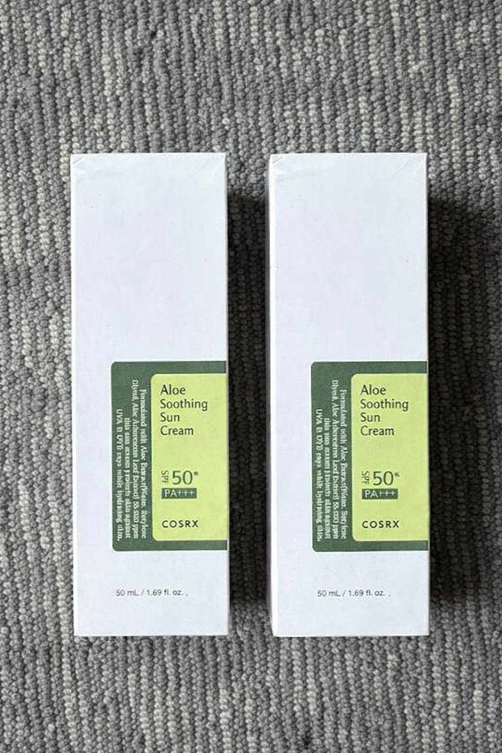 2 X COSRX Aloe Soothing Sun Cream 50ml SPF50+ PA+++ Exp April 2026
