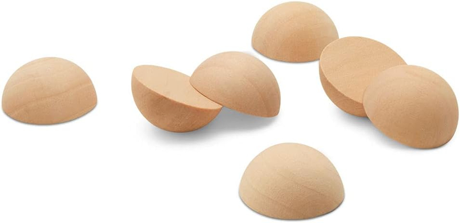 Wooden Split Balls 1 inch, Pack of 25 Wood Half Balls for Crafting and DIY Dé...