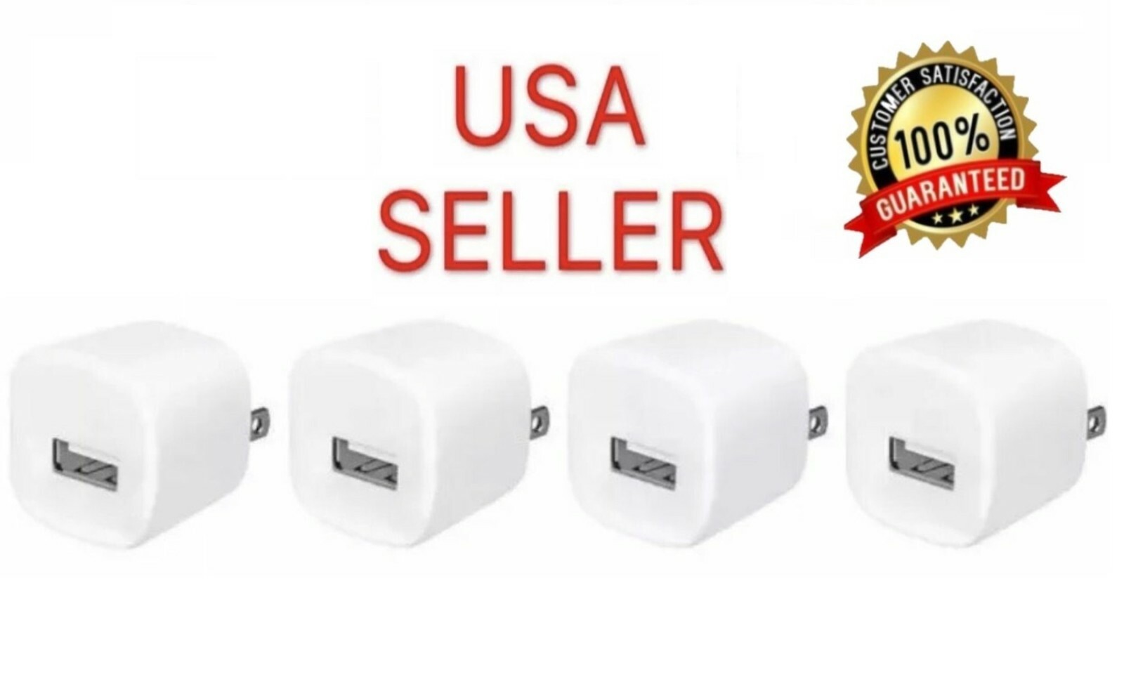 4x White USB Power Adapter AC Home Wall Charger US Plug FOR iPhone Apple Watch