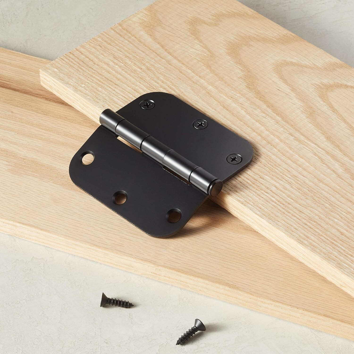 23 pcs Sturdy Rounded 5/8 Radius Interior Door Hinges, 3.5" X 3.5", Matte Black