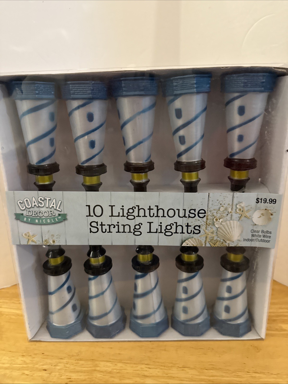 Coastal Decor By Nicole Lighthouse  ,10 Count String Lights - New In Box