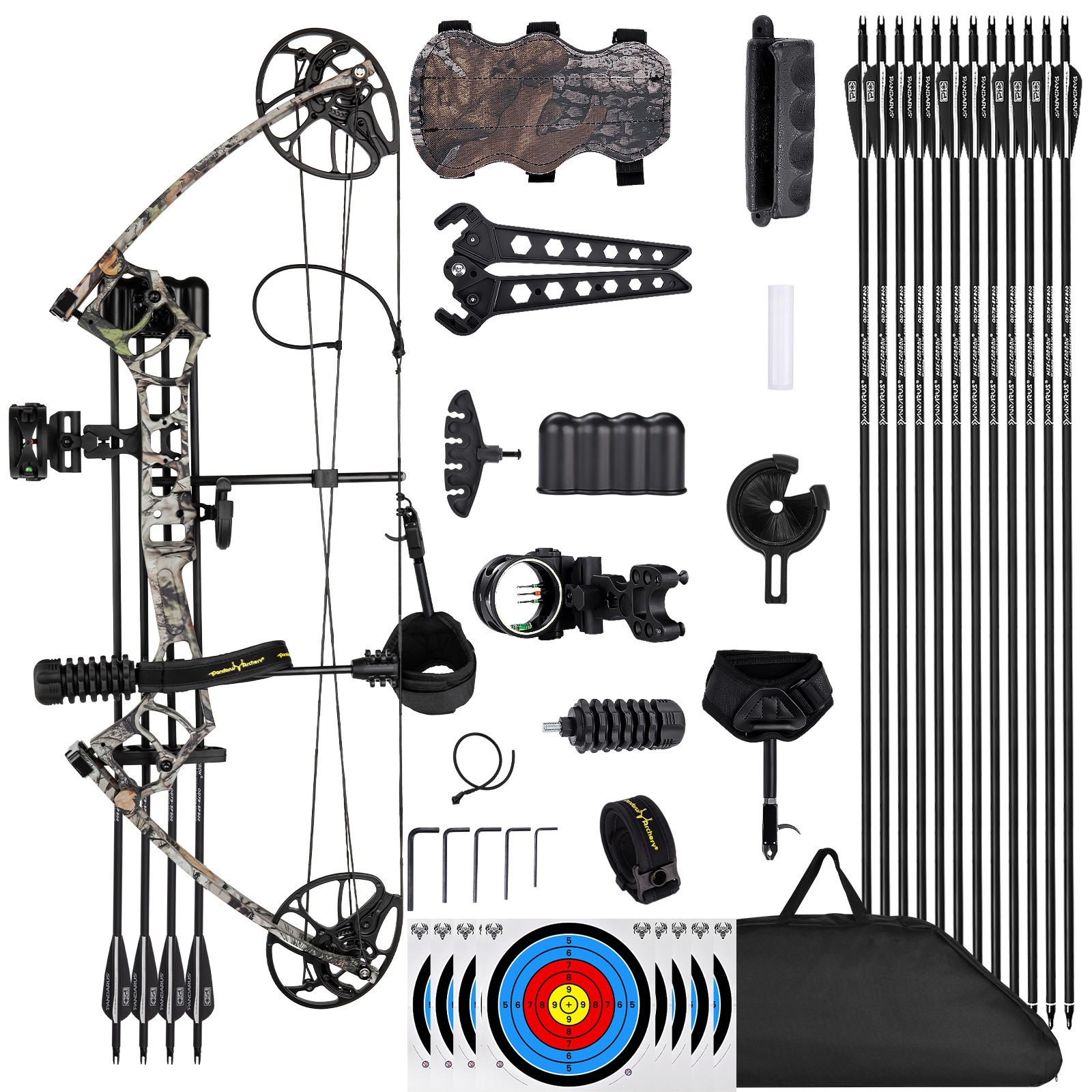 Adjustable Compound Bow Set for Adults & Teens, 0-70 Lbs Draw Weight