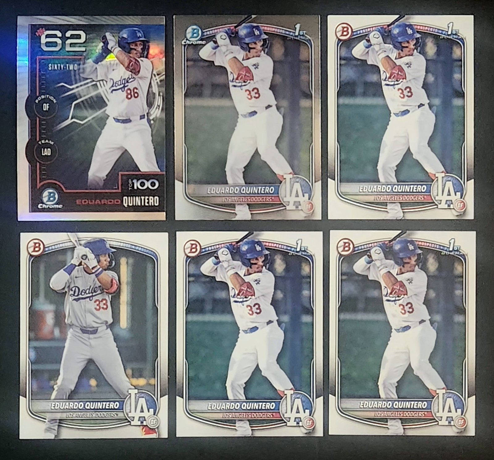 Eduardo Quintero 2025 Bowman Lot Of 6 Cards Los Angeles Dodgers