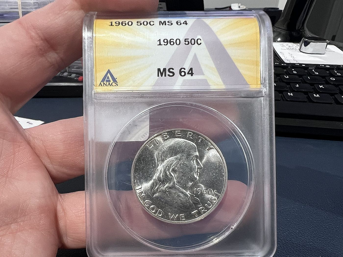1960 50c Franklin Half Silver Dollar Anacs MS 64 (AN)
