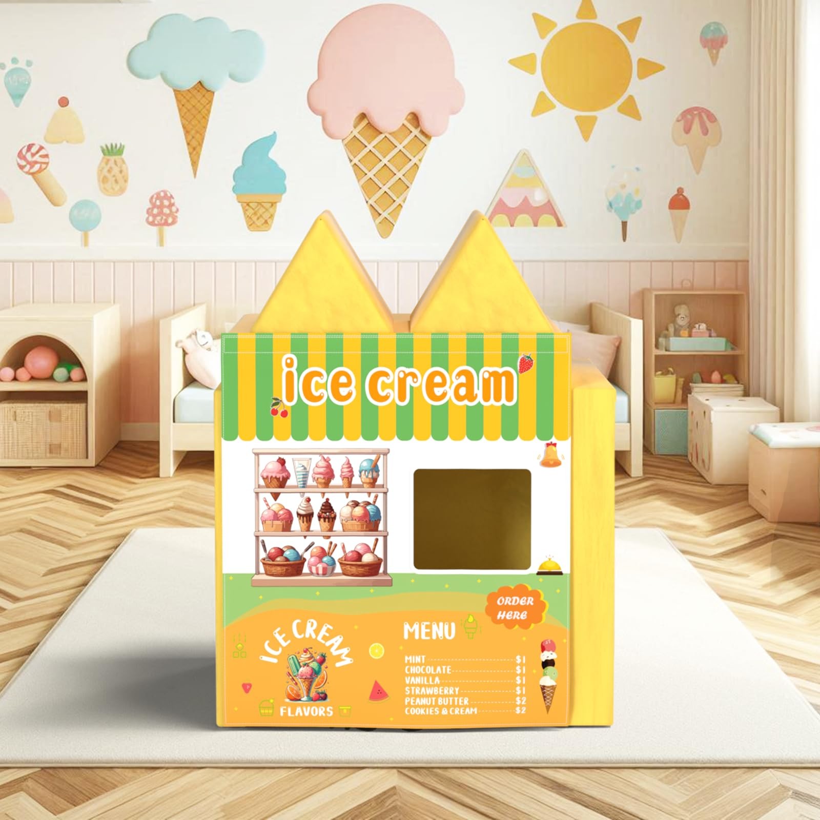 Ice Cream Store Play Panel for Kids Play Couch Foam Sofa Modular Play Set
