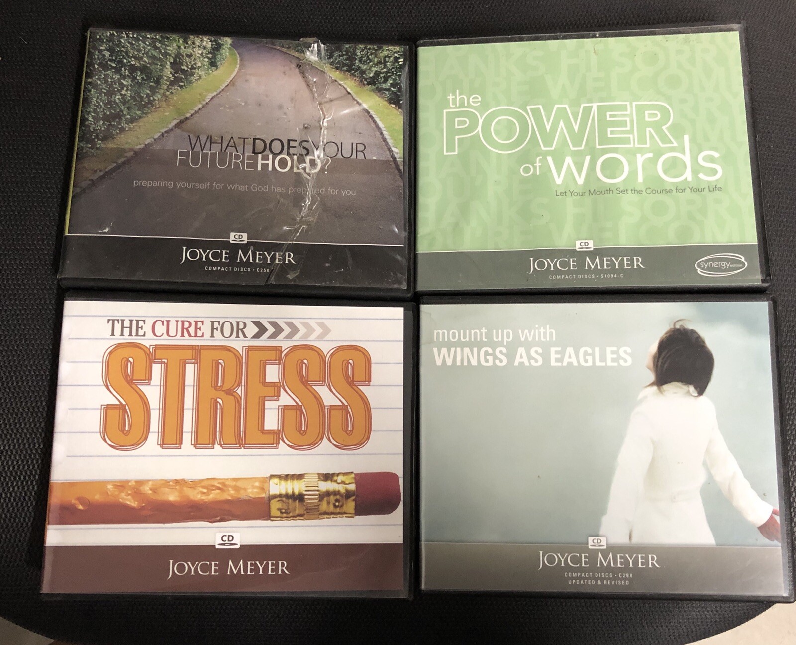 4 X Joyce Meyer CD Sets Mount Up, Cure for Stress,Power Words, What Future Hold