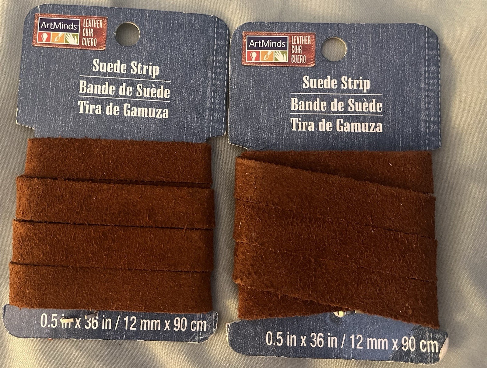 Lot Of 2 Artminds Suede  Strip Medium Brown/  0.5” X 36