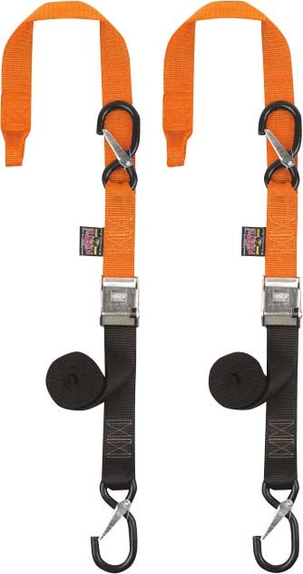 Powertye 1 1/2in. Cam-Buckle w/ Safety Latch Hooks&Soft-Tye-Black/Orange-29629-S