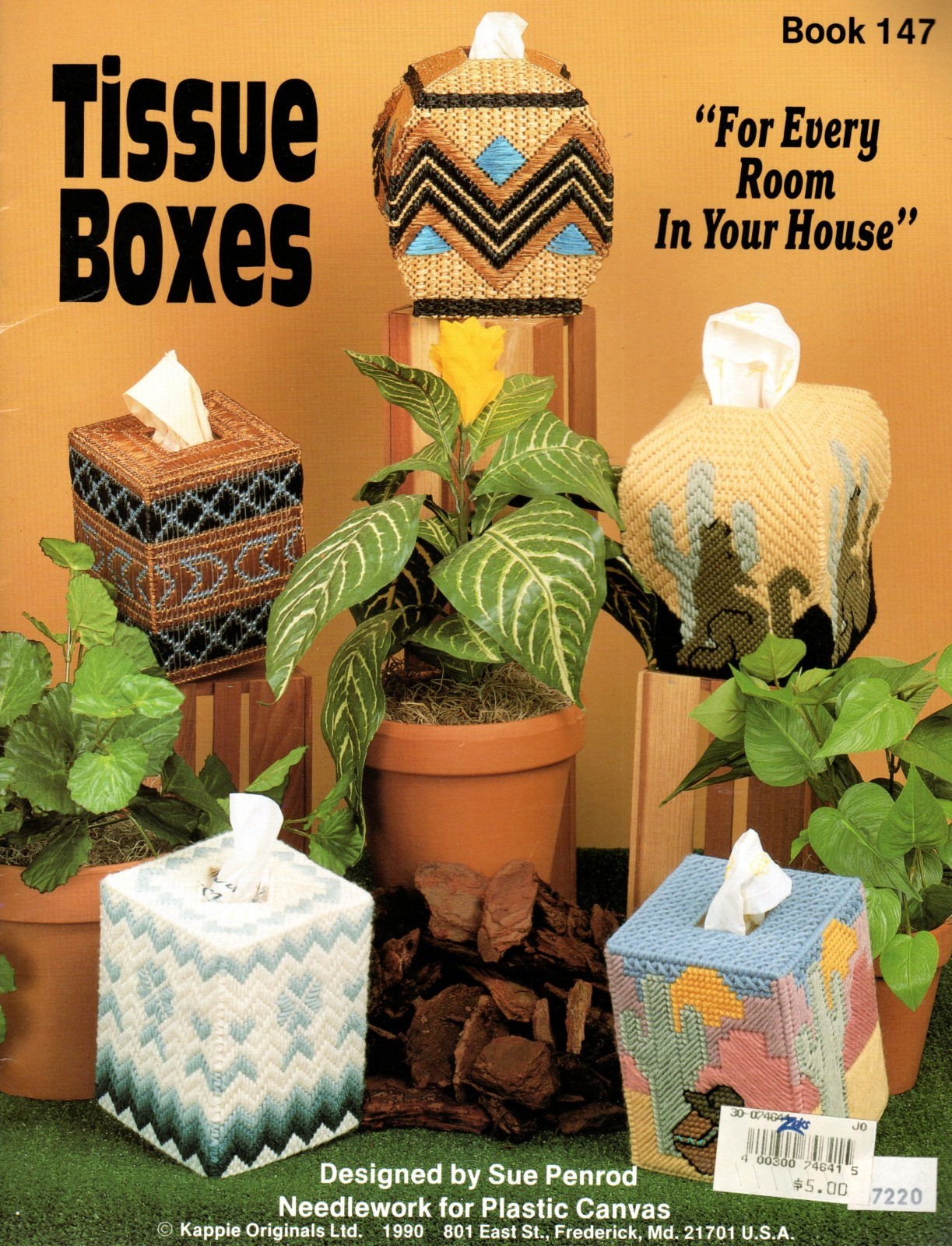 Kappie Originals 147 TISSUE BOXES Southwest Desgn Plastic Canvas Pattern Leaflet