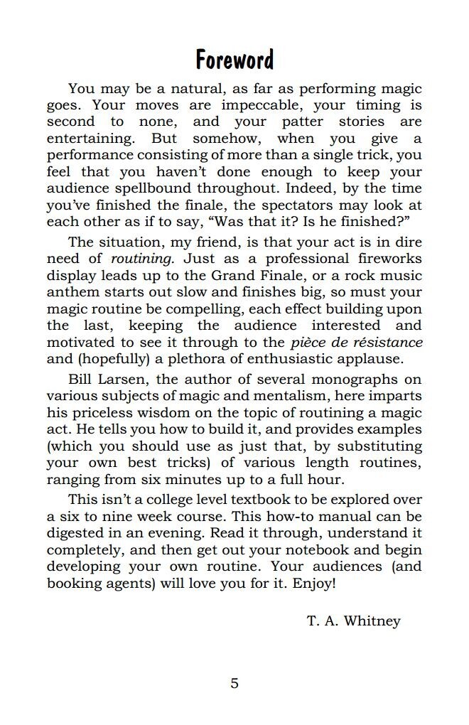 How to Routine a Magic Show by William Larsen