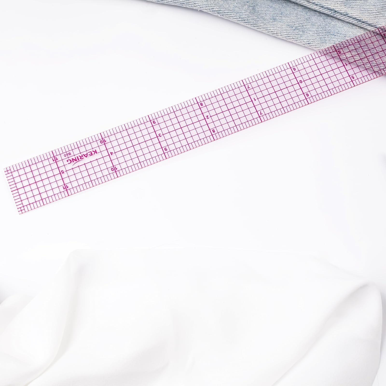 KEARING 1" x 12" Clear Sewing Graph Ruler, Transparent Pattern Making Ruler f...