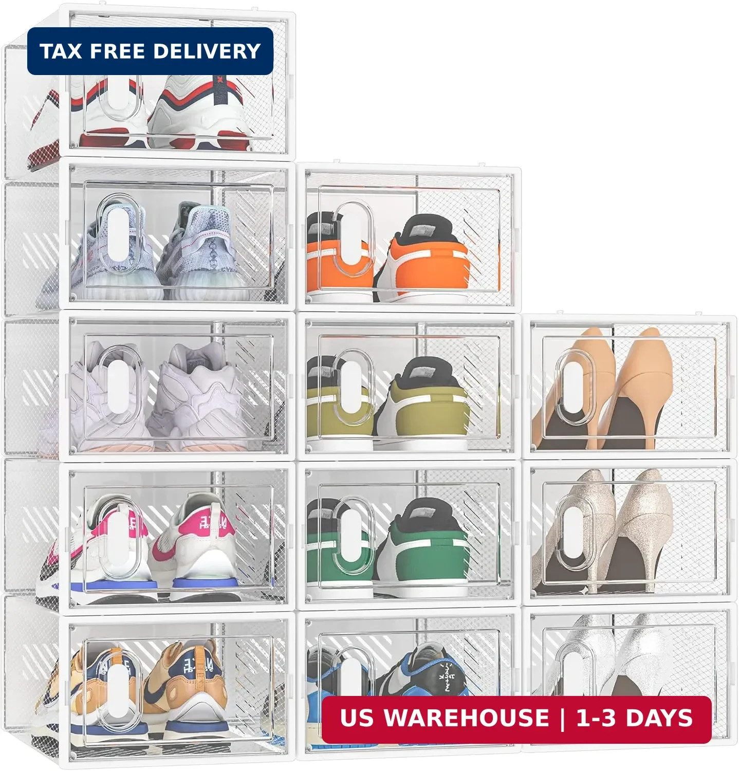 SIMPDIY Shoe Storage, 12 Pack Shoe Organizer for Closet, Shoe Boxes Clear Plasti