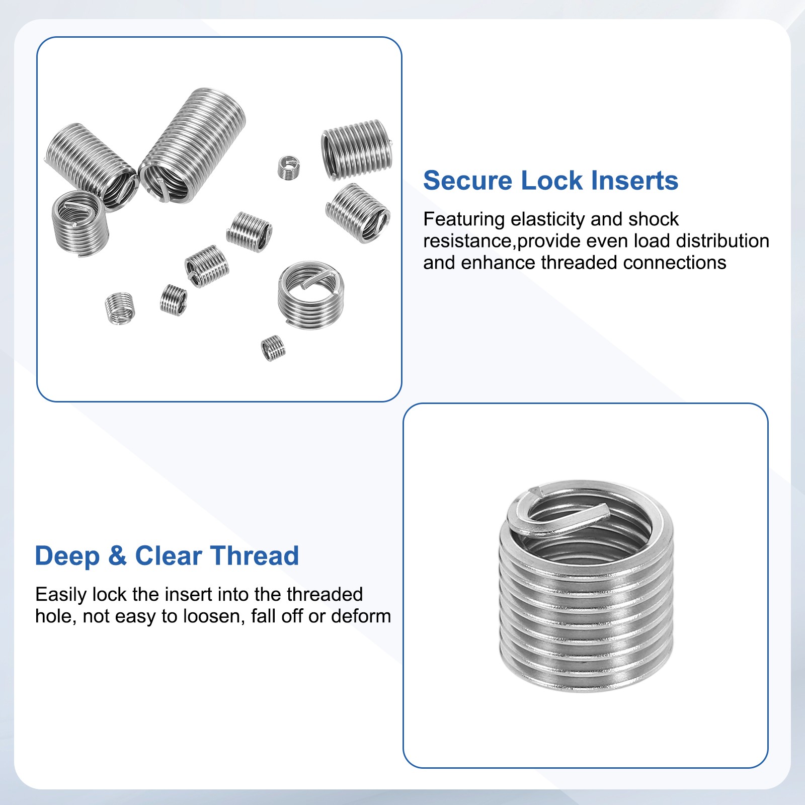 10pcs Wire Thread Inserts 1/2-13 UNC 1.5D 19.1mm Helical Threaded Sleeve