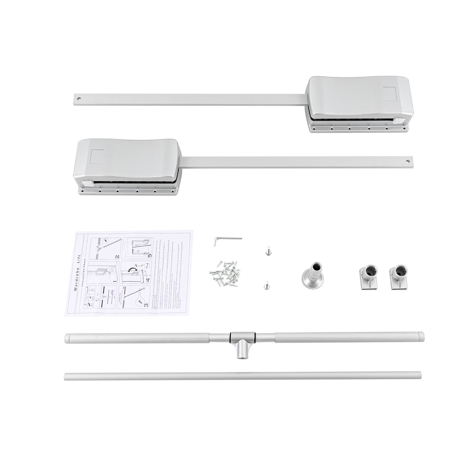 Modern 33 Inch Pull Down Closet Rod Pull Down Wardrobe Organizer Silver Indoor