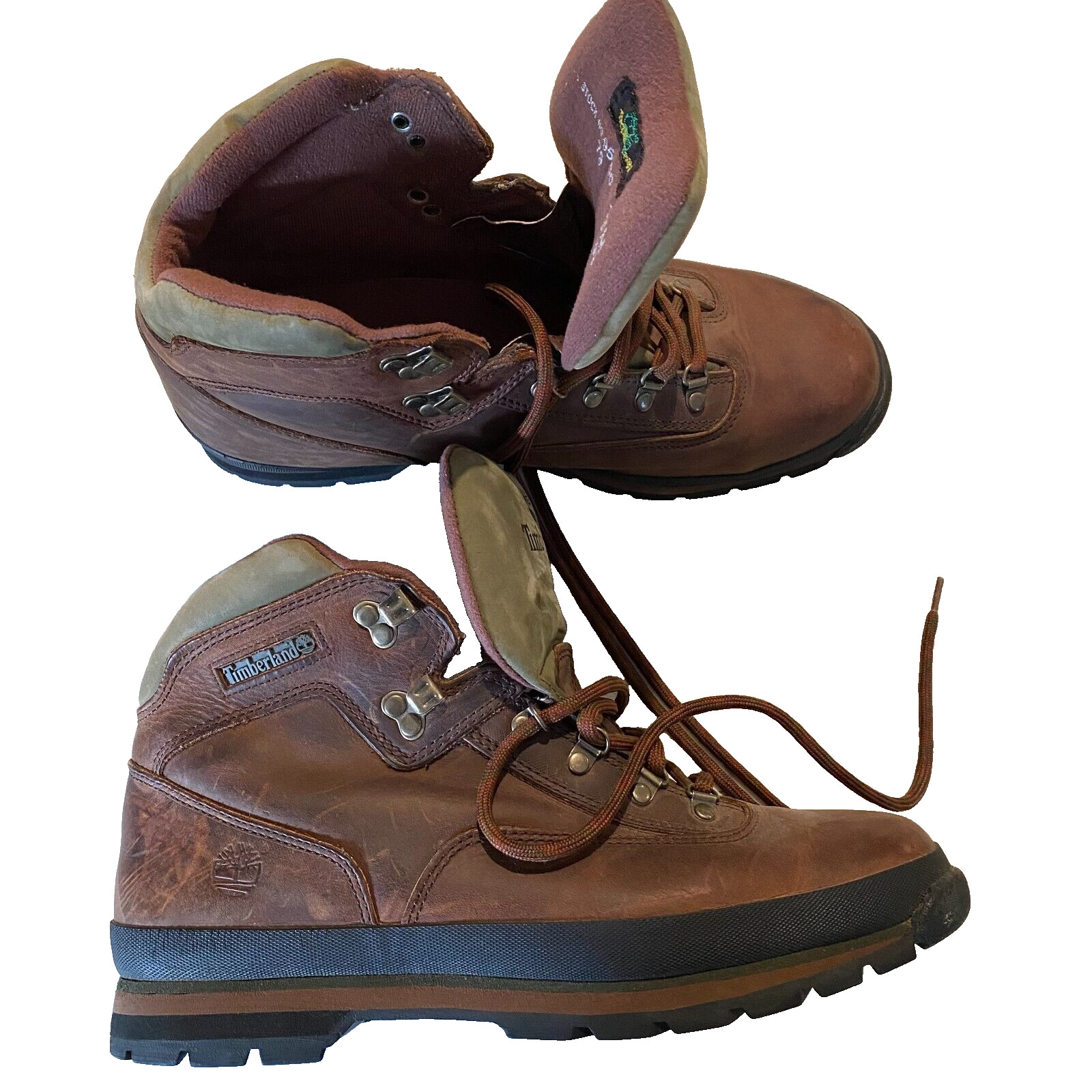 timberland boots size 13 M brown leather lace up hiker 95100