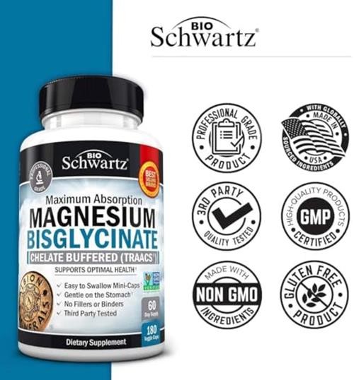Magnesium Bisglycinate Chelated Supplement - High Absorption Assorted Sizes