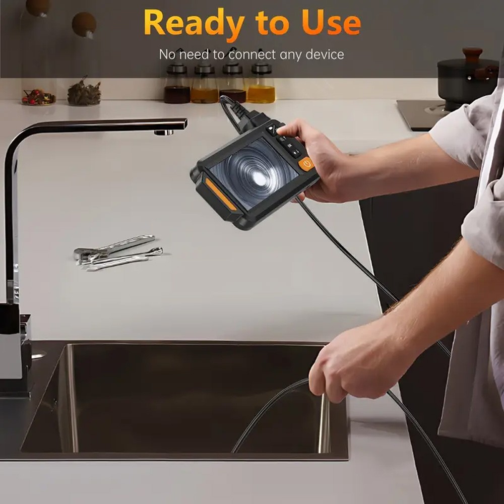 Endoscope Camera Borescope 16.4FT Cable 4.3" Screen with 8 LED Lights Dual Lens