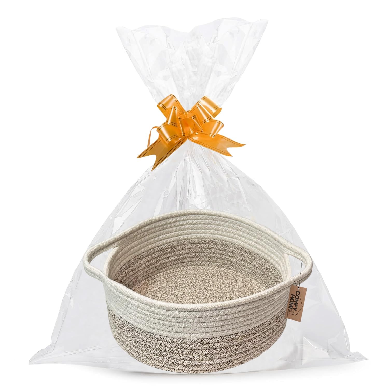COMFY HOMI Small Woven Gift Baskets with Handles, Gift Bags and Ribbons - Cot...