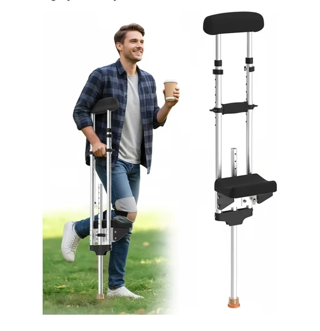 Knee Crutch, No-Slip Kneepad, Lightweight Aluminum Aid, Adjustable, Support-Way