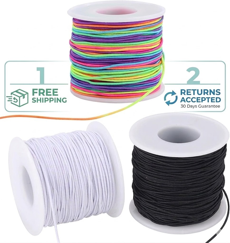 Stretchy String for Bracelets, 3 Rolls 1 Mm 495 Feet Sturdy Elastic String Cord