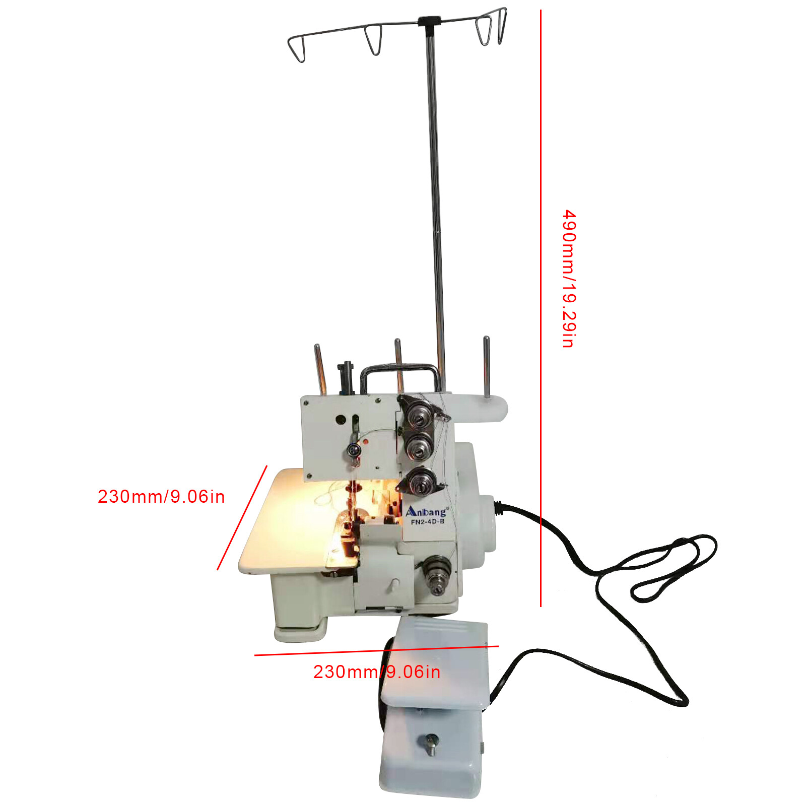 Professional 4 Thread Serger Overlock Sewing Machine 4-Line with Foot Controller