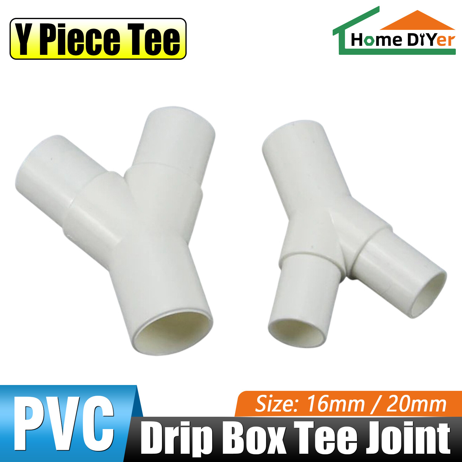 16/20mm PVC Plastic Y Piece Tee Water Pipe Watering Drip Box Tee Joint Fittings