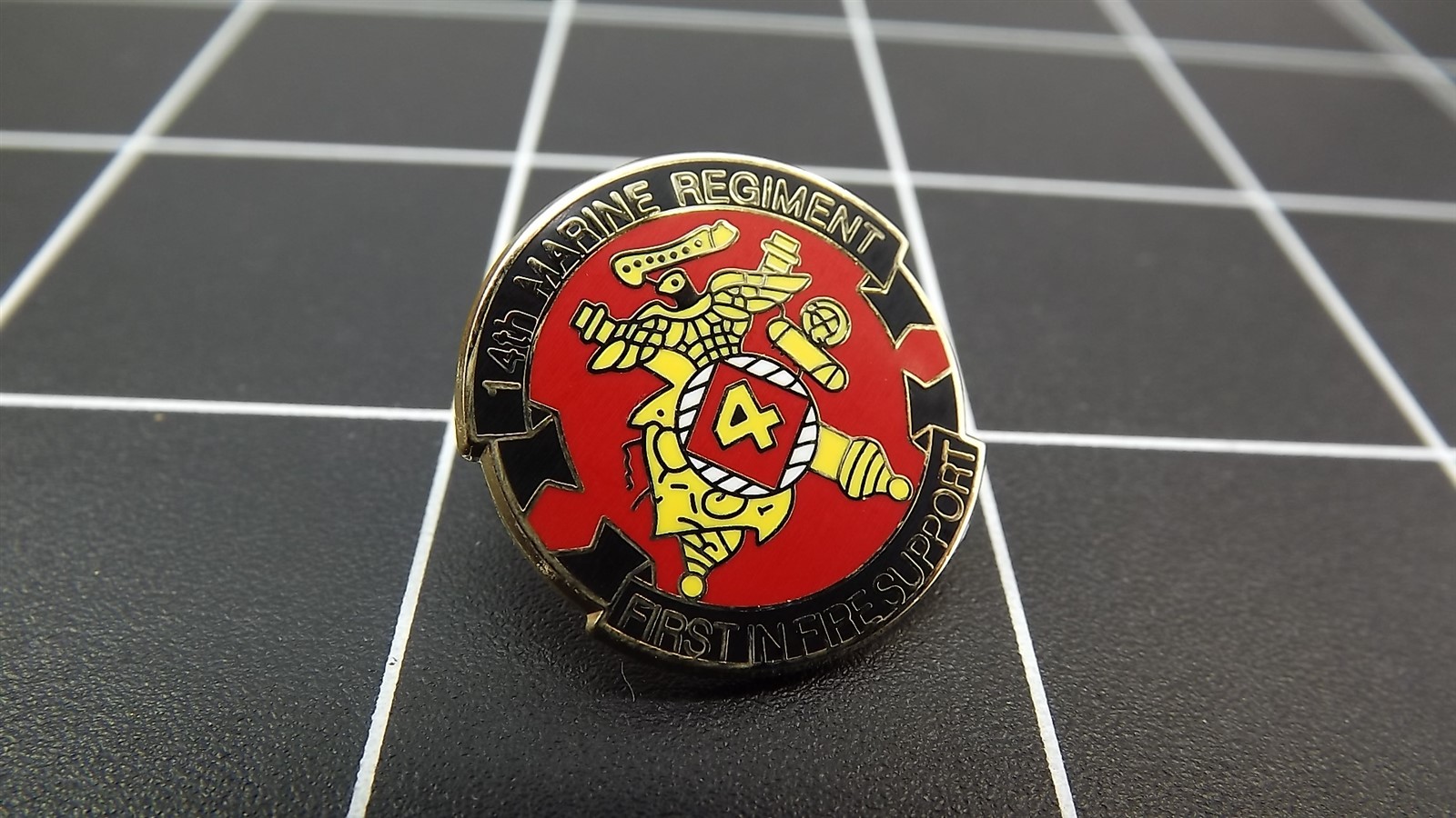 FREE SHIP Lapel Pin USMC 14TH REGIMENT First In Fire Support Enamel 1"