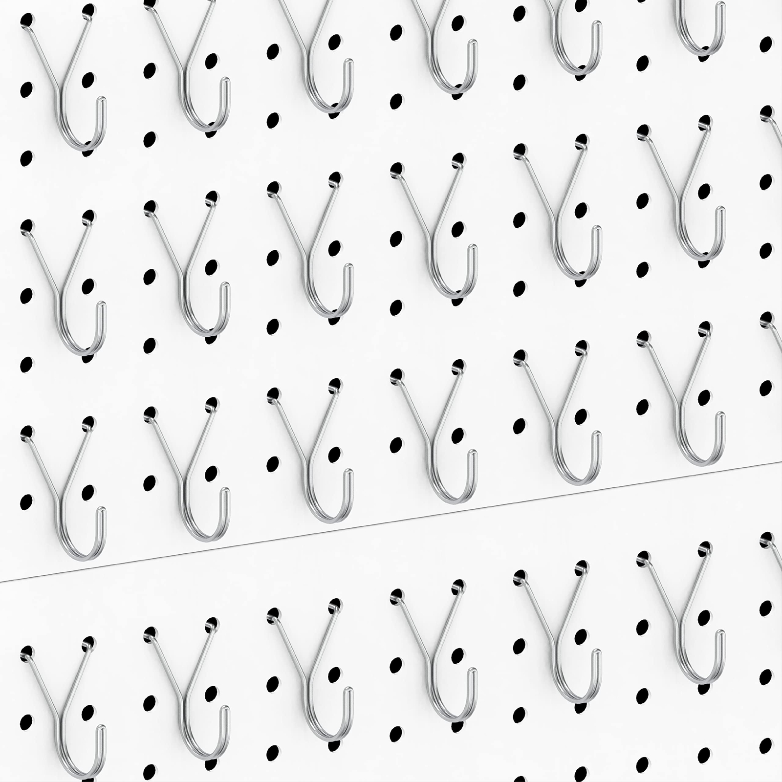 Pegboard Hooks, J-Hook, 1 Inch Silver Pegs 40 Pack, Ideal Display Hooks for Hang
