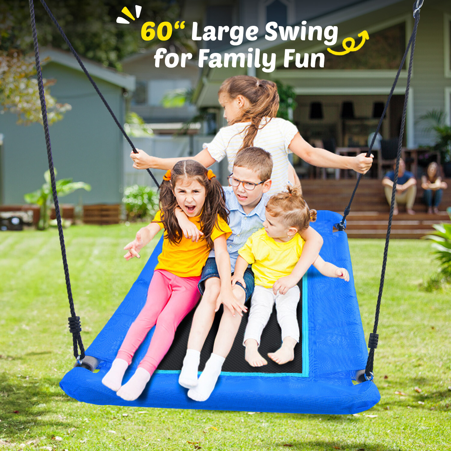 440lb Heavy-Duty Metal Playground Swing Set for Backyard with 60" Platform Swing