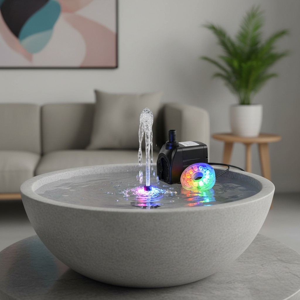 160GPH Submersible Fountain Pump with Color-Changing LED Lights for Elegance