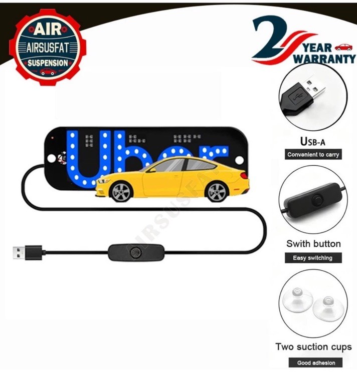 Led Light for Car,USB LED Light Sign for Drivers,Windshield Taxi Sign White