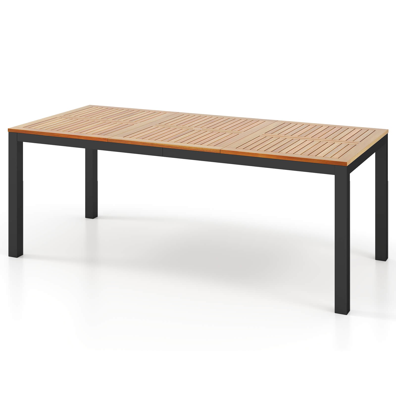 Patio Dining Table for 8 79" Large Rectangle Table w/ Acacia Wood Tabletop