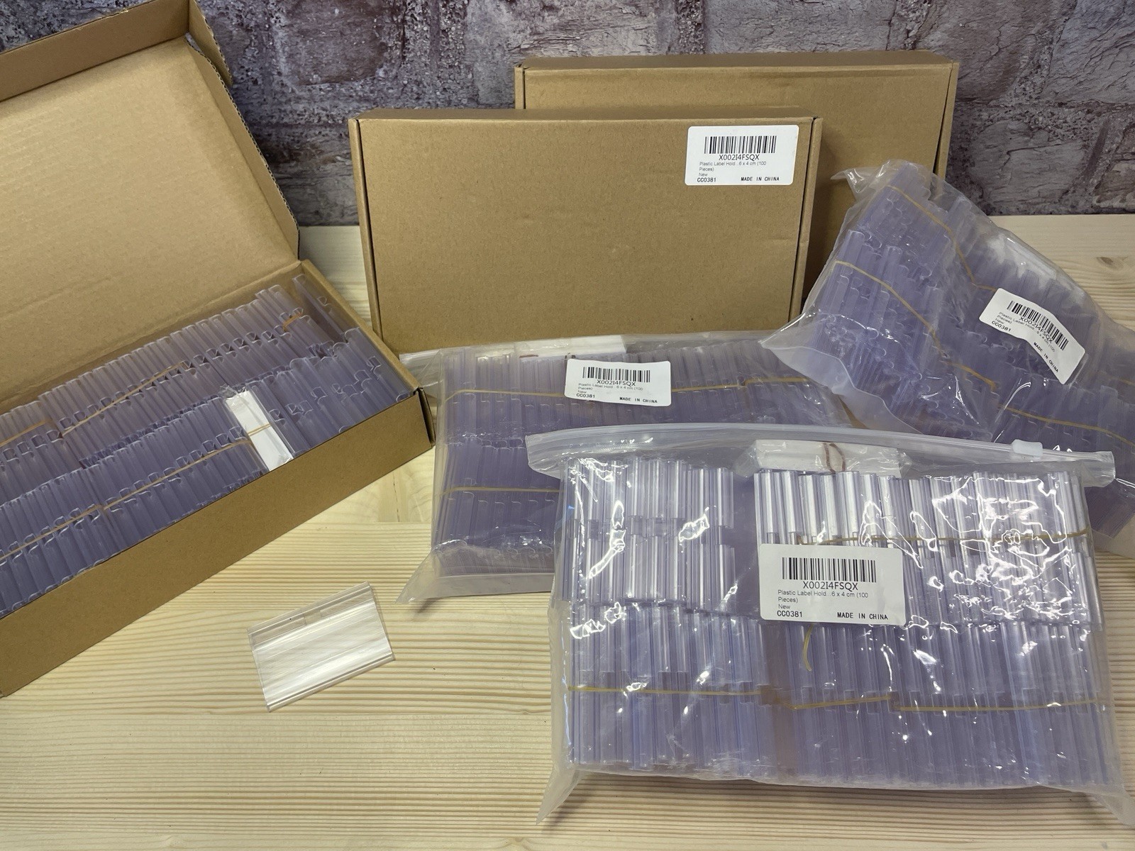 100 PCS Clear Plastic Label Holders for Wire & Metal Shelf 6x4 CM