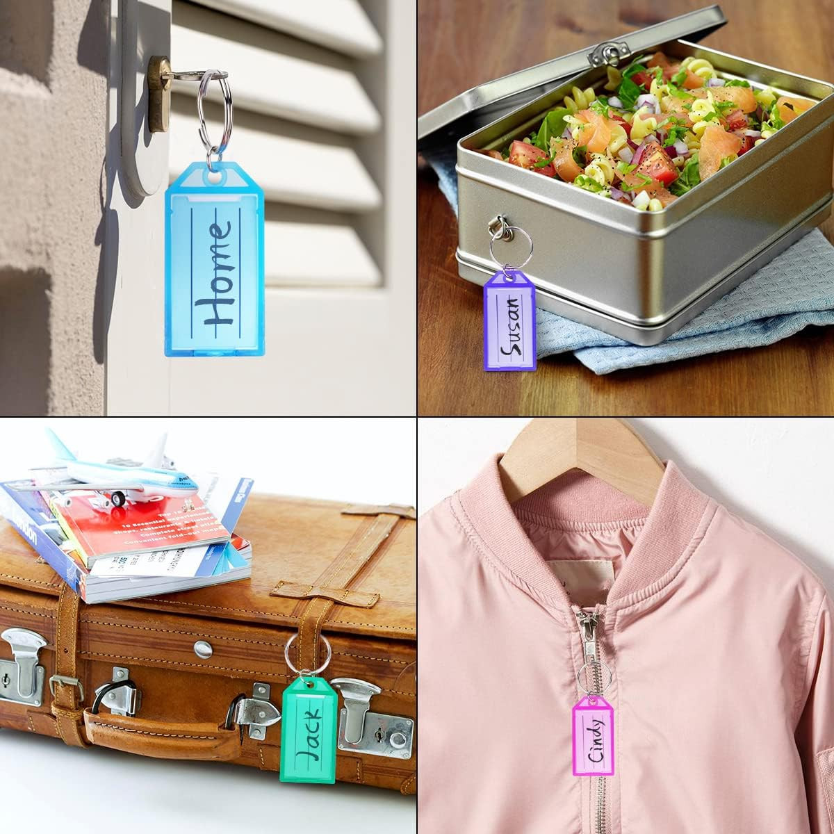 20 Pack Plastic Key Tags with Container, Key Labels with Ring and Label Window,