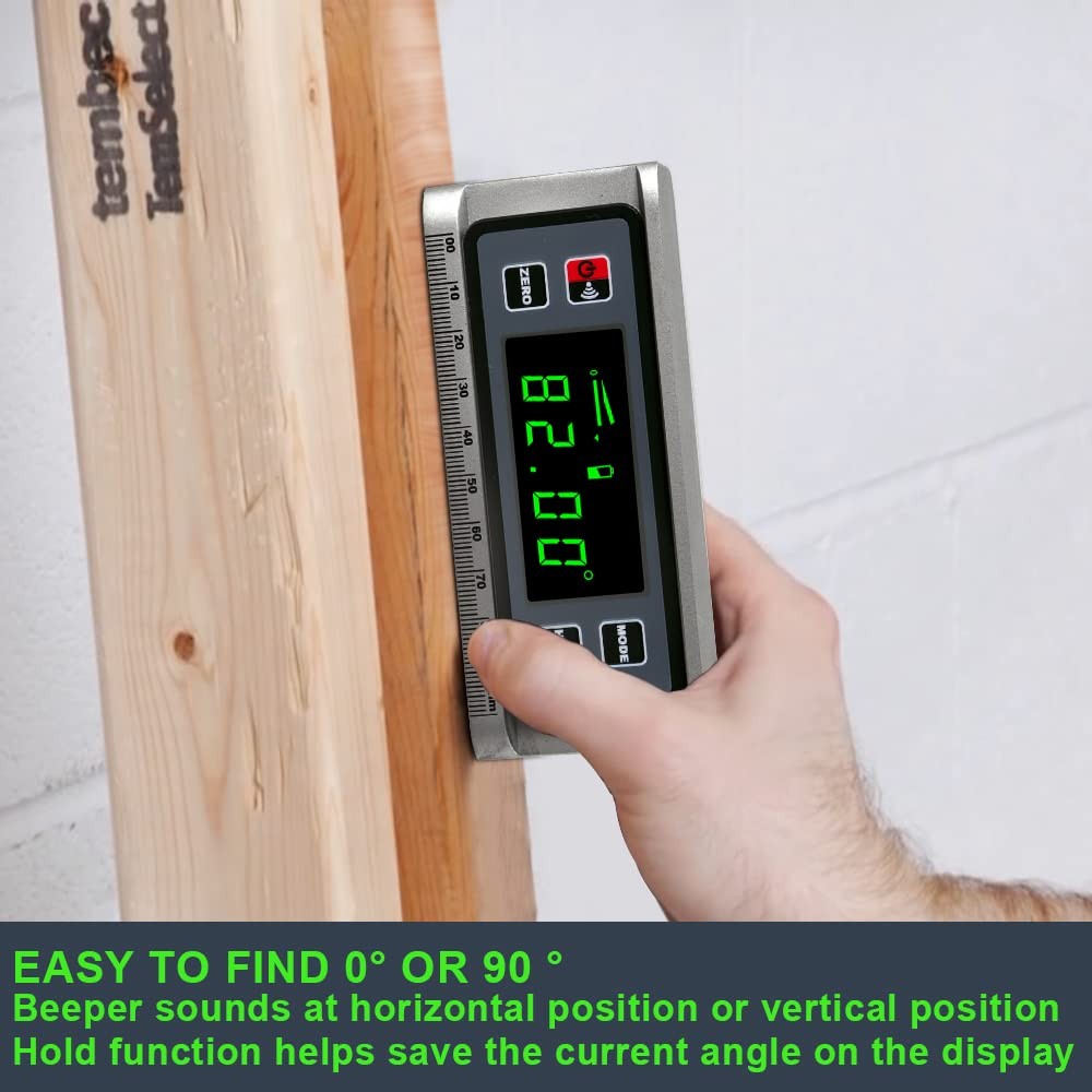 Digital Angle Finder Protractor - 0-360° Inclinometer with Magnetic Base & V-...