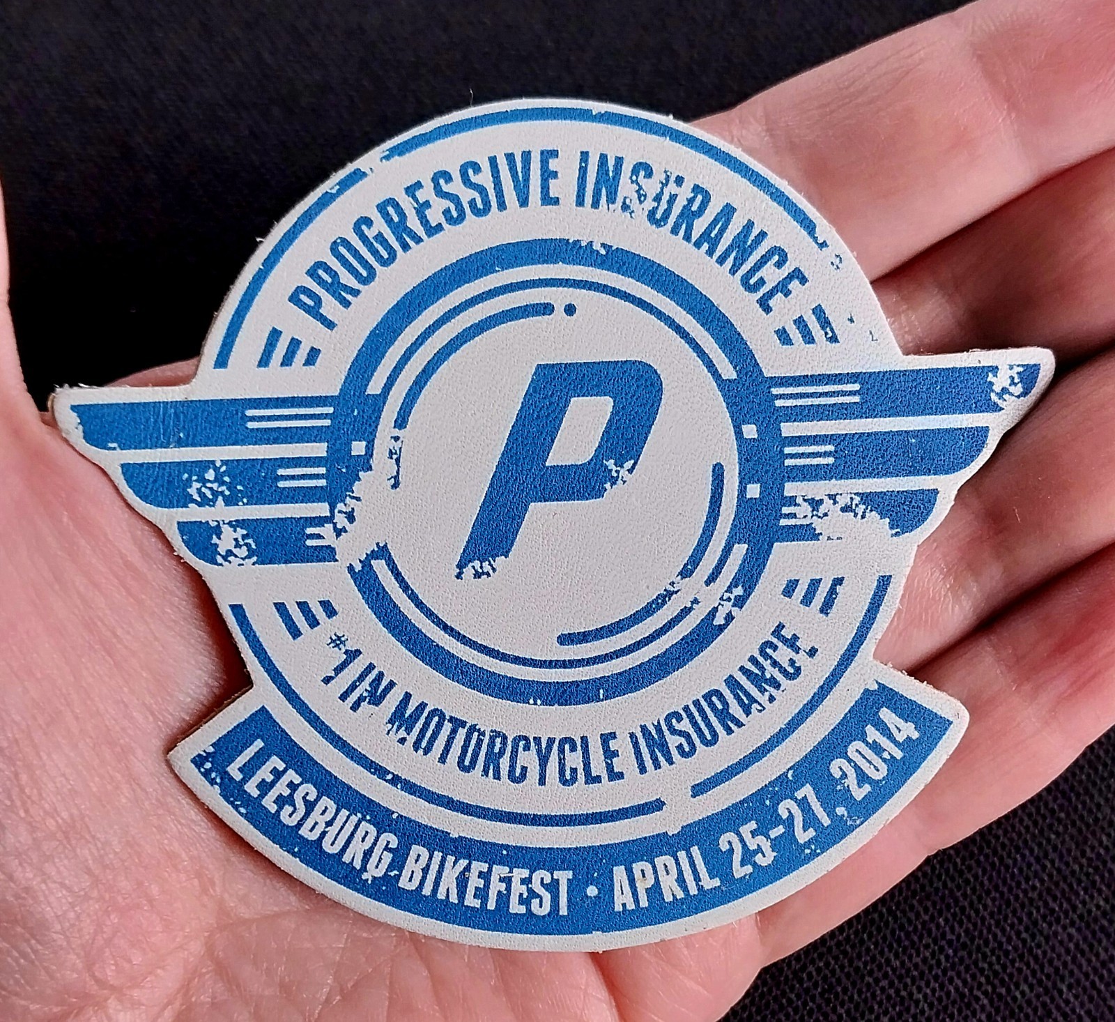 Progressive Insurance LEESBURG BIKEFEST '14 Motorcycle Rally LEATHER BIKER PATCH