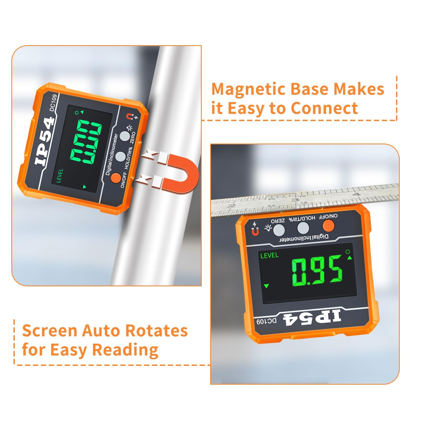 Digital Angle Magnetic Protractor,4 of 90° Measuring Range Mini Digital Level...