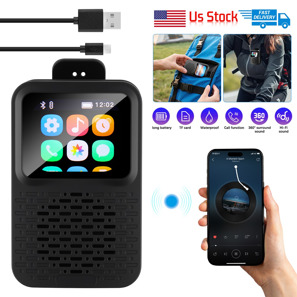 Hi-Fi Clip-On Portable Bluetooth Speaker Wearable Wireless Speaker