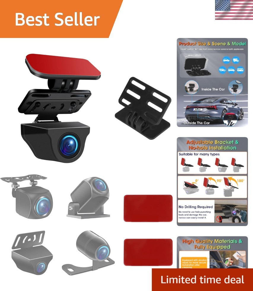 Adjustable Rear Camera Holder with Strong Adhesive & 180° Flexibility