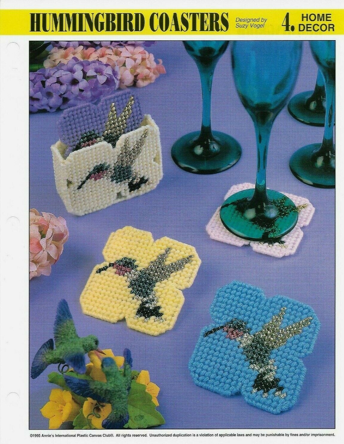 NEW HUMMINGBIRD COASTERS HOME DECOR ANNIE'S PLASTIC CANVAS PATTERN INSTRUCTIONS